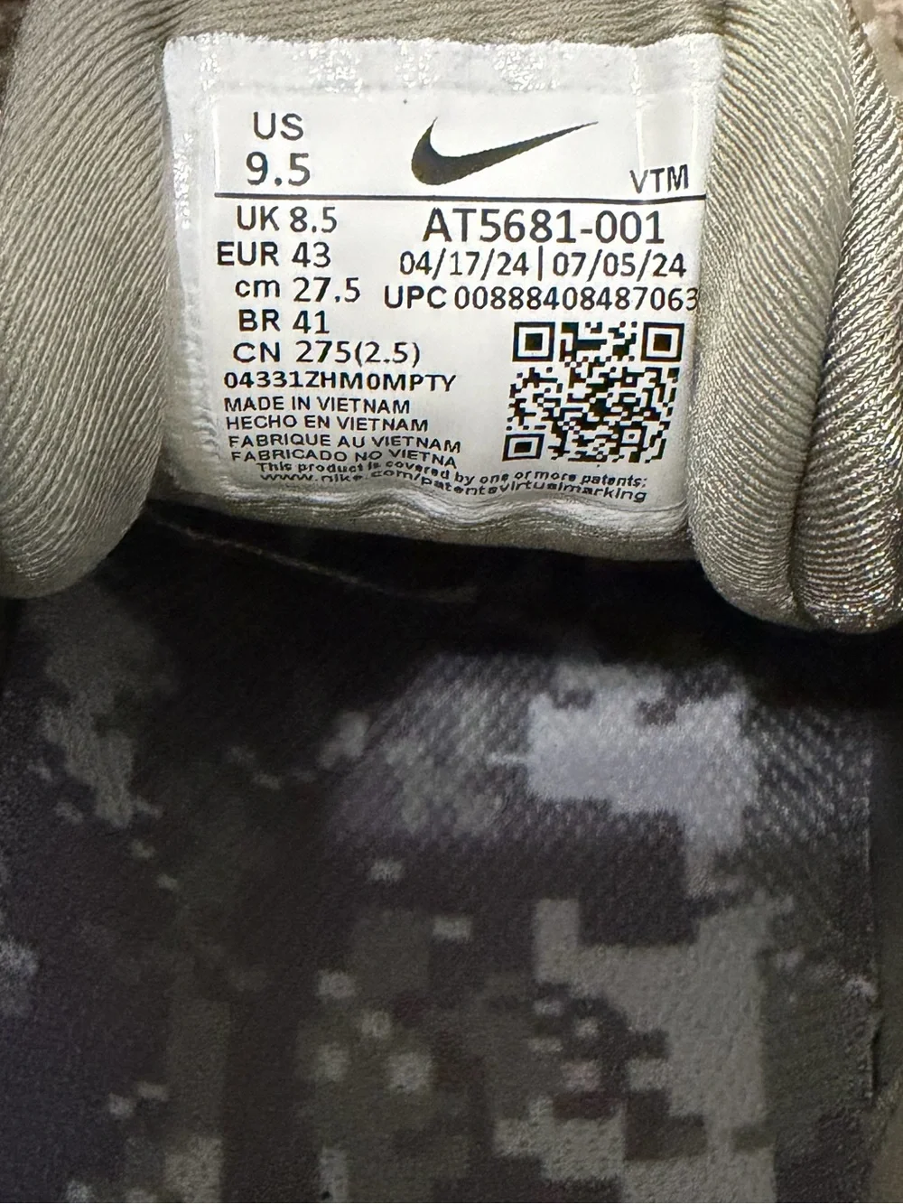 Nike VaporMax Plus Men’s 9.5 Dark Stucco Gray‎ Air Max Running Sneakers